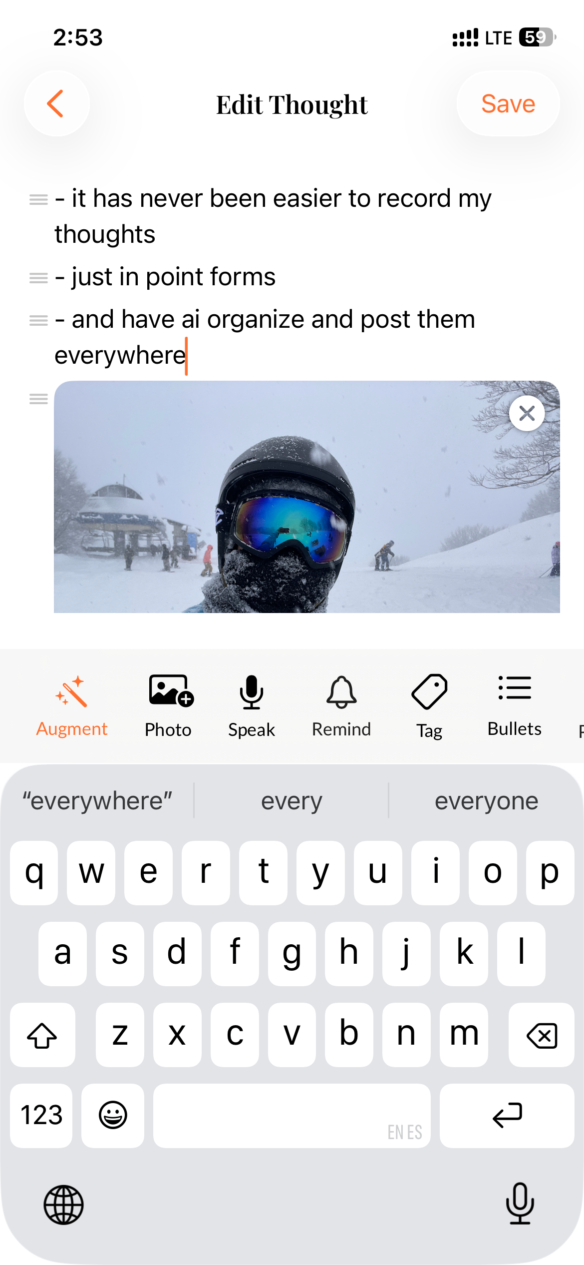 Capture thoughts instantly