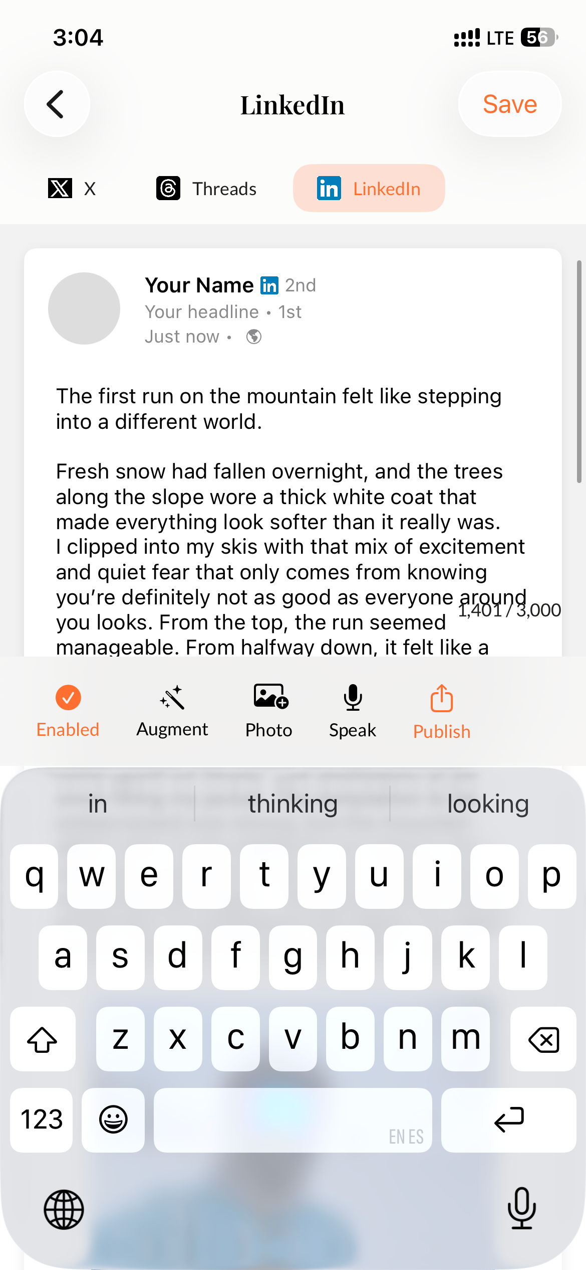 Home Screen widget showing pinned thought